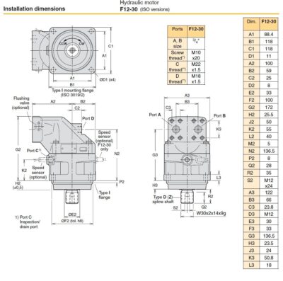 DIMENZIJE BATNEGA HIDROMOTORJA PARKER F12-30 ISO DIMENZIJE BATNEGA HIDROMOTORJA PARKER F12-30 ISO